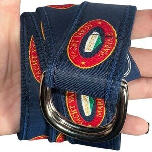 Leather Man Essex CT Size M Navy Blue Red Yacht Yards Brewer Marinas D Belt